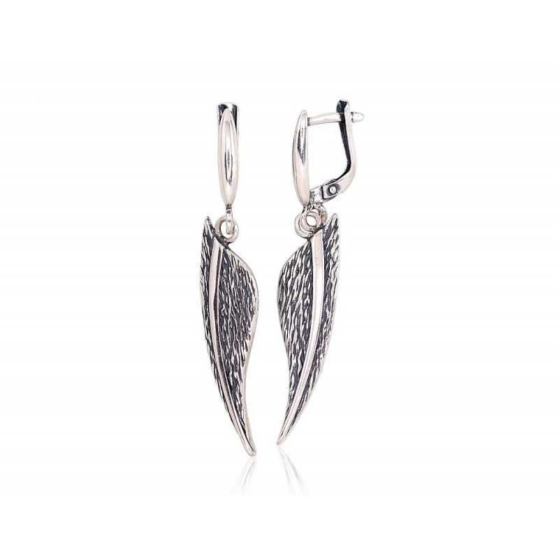 925°, Silver earrings with english lock, No stone, 2203188(POx-Bk)