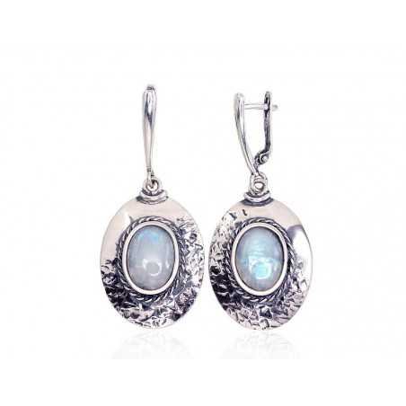 925°, Silver earrings, Moonstone , 2203242(POx-Bk)_MS