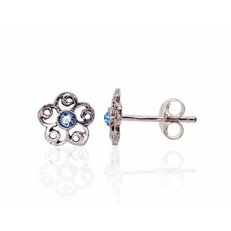 925° Silver Stud Earrings, Silver, Zirkons , 2203321(POx-Bk)_CZ-LB