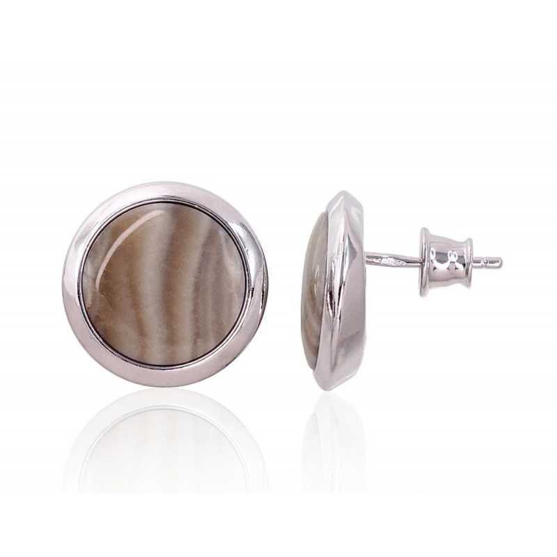 925° Silver Stud Earrings, Silver, Flint , 2203486(PRh-Gr)_FT