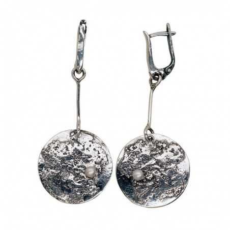 925°, Silver earrings, Fresh-water Pearl , 2203506(POx-Bk)_PE