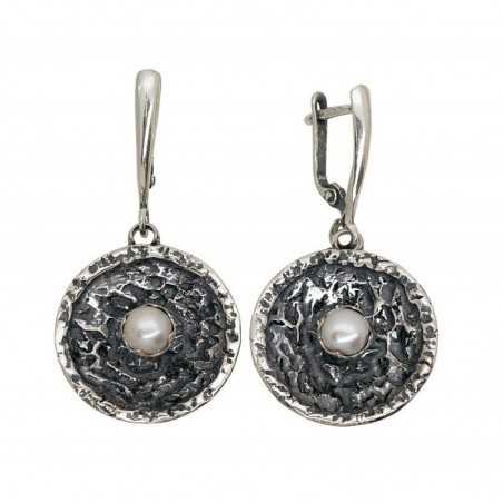 925°, Silver earrings, Fresh-water Pearl , 2203507(POx-Bk)_PE