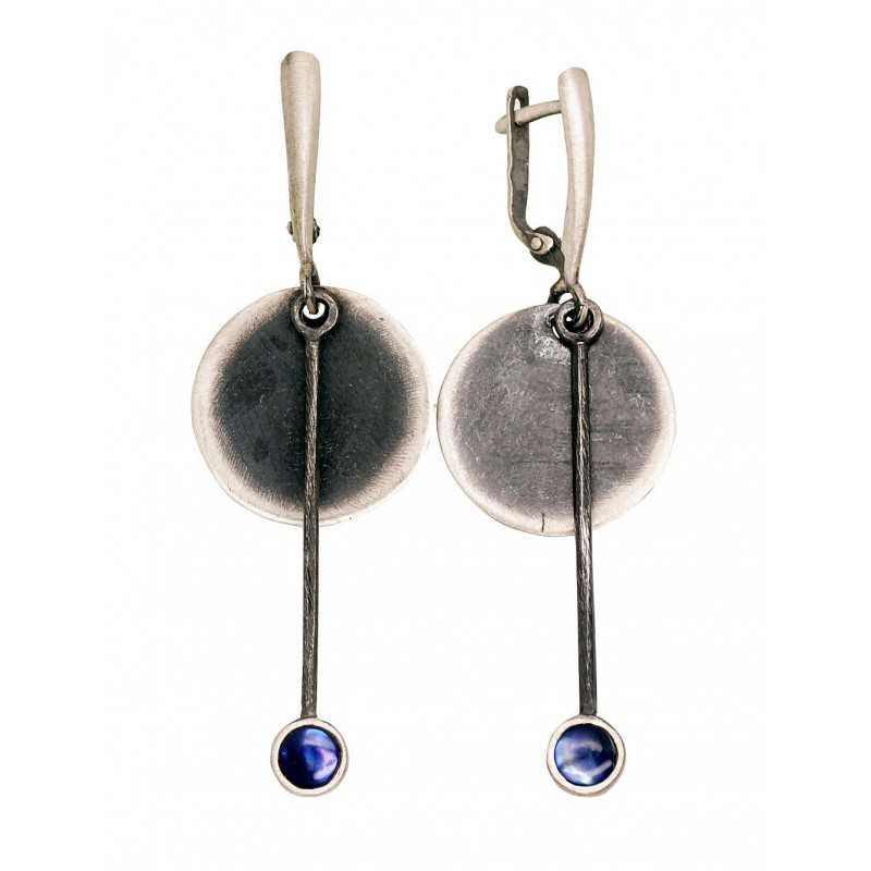 925°, Silver earrings, Mother-of-pearl , 2203512(Matt+POx-MattBk)_PL-B