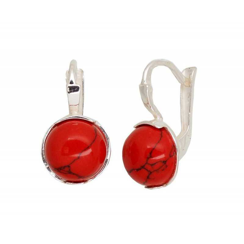 925°, Silver earrings with english lock, Coral , 2203531_COX