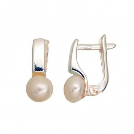 925°, Silver earrings with english lock, Fresh-water Pearl , 2203550_PE