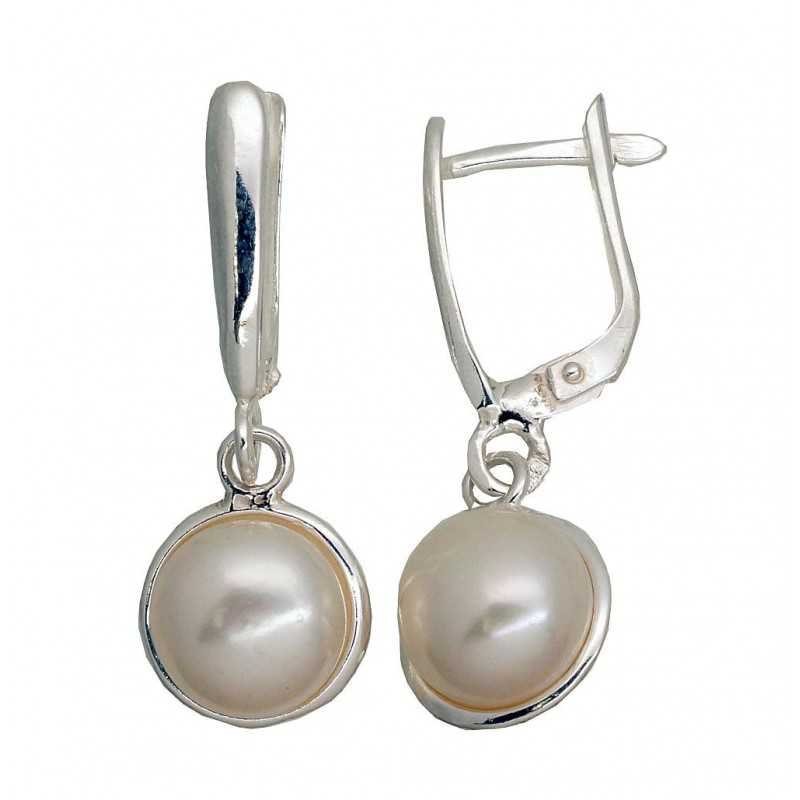 925°, Silver earrings with english lock, Fresh-water Pearl , 2203551_PE