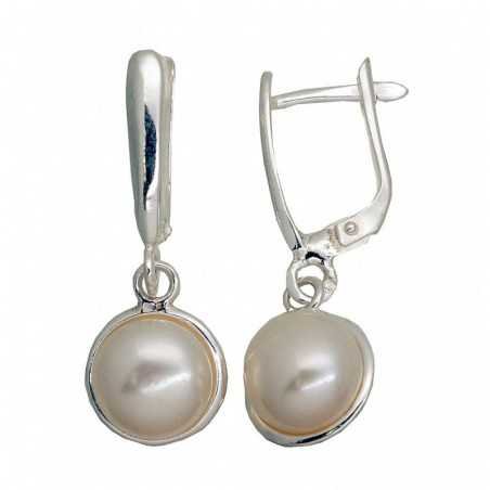 925°, Silver earrings with english lock, Fresh-water Pearl , 2203551_PE
