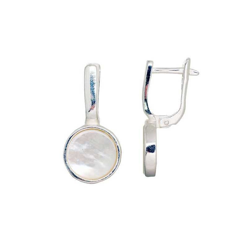 925°, Silver earrings with english lock, Mother-of-pearl , 2203558_PL