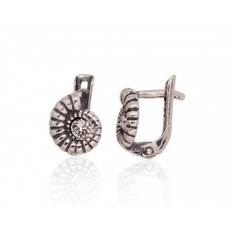 925°, Silver earrings with english lock, Zirkons , 2203559(POx-Bk)_CZ