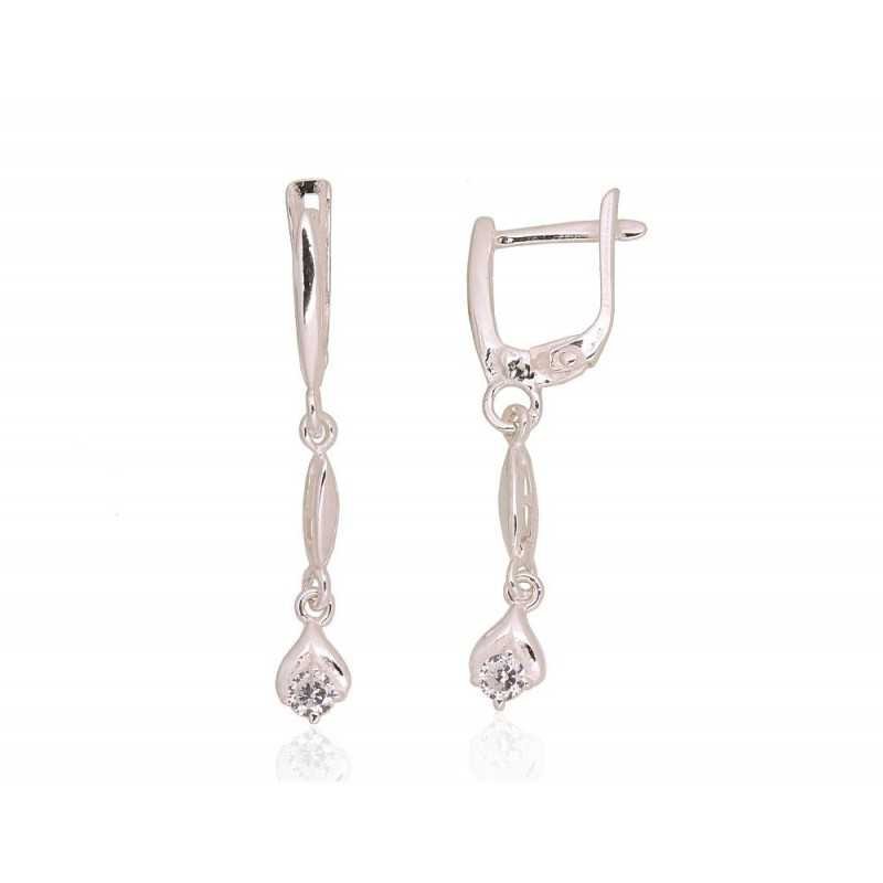 925°, Silver earrings with english lock, Zirkons , 2203561_CZ