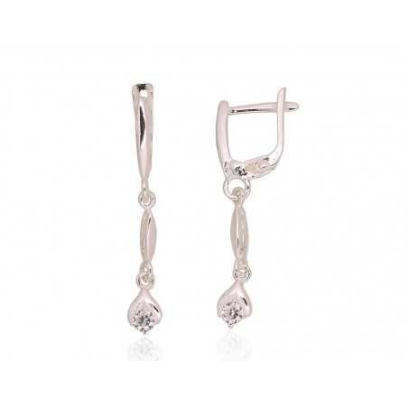 925°, Silver earrings with english lock, Zirkons , 2203561_CZ