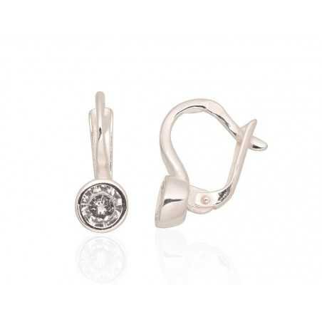 925°, Silver earrings with english lock, Zirkons , 2203563_CZ