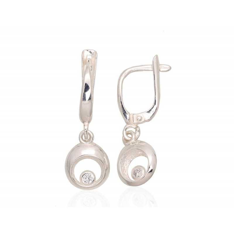 925°, Silver earrings with english lock, Zirkons , 2203565_CZ