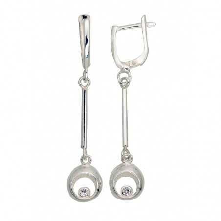 925°, Silver earrings with english lock, Zirkons , 2203566_CZ