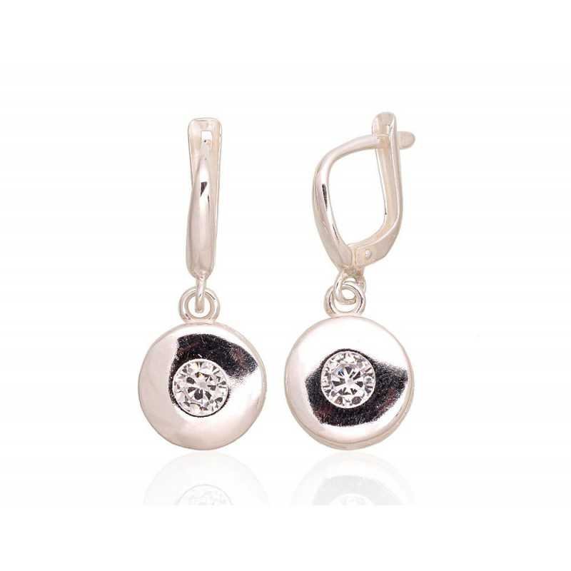 925°, Silver earrings with english lock, Zirkons , 2203567_CZ