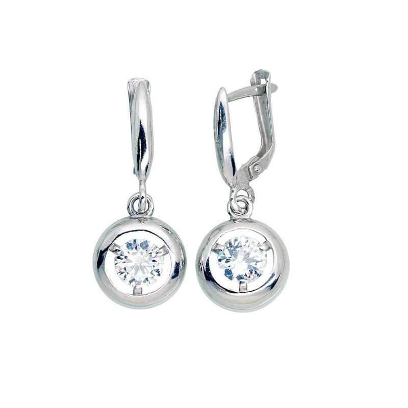 925°, Silver earrings with english lock, No stone, 2203568(PRh-Gr)_CZ