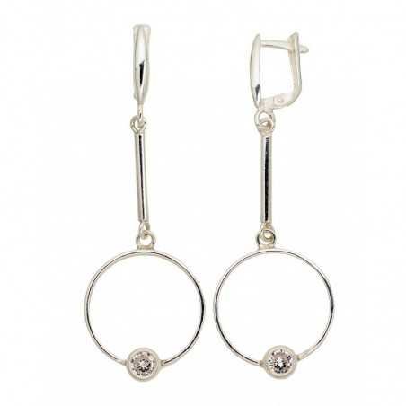 925°, Silver earrings with english lock, Zirkons , 2203569_CZ