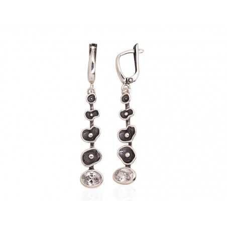 925°, Silver earrings with english lock, Zirkons , 2203603(POx-Bk)_CZ