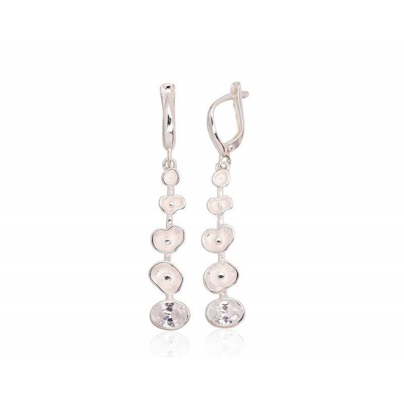 925°, Silver earrings with english lock, Zirkons , 2203603_CZ