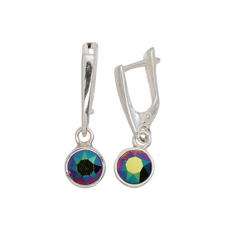 925°, Silver earrings with english lock, Crystals , 2203611_SV-MIXG