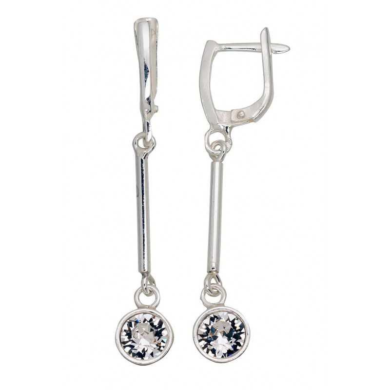 925°, Silver earrings with english lock, Crystals , 2203612_SV