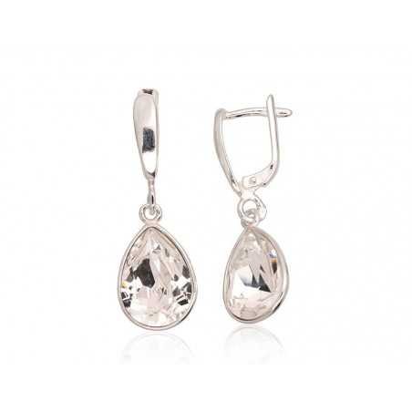 925°, Silver earrings with english lock, Crystals , 2203615_SV