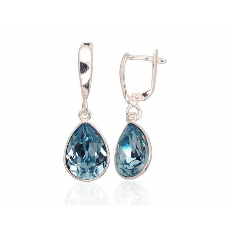 925°, Silver earrings with english lock, Crystals , 2203615_SV-AQ
