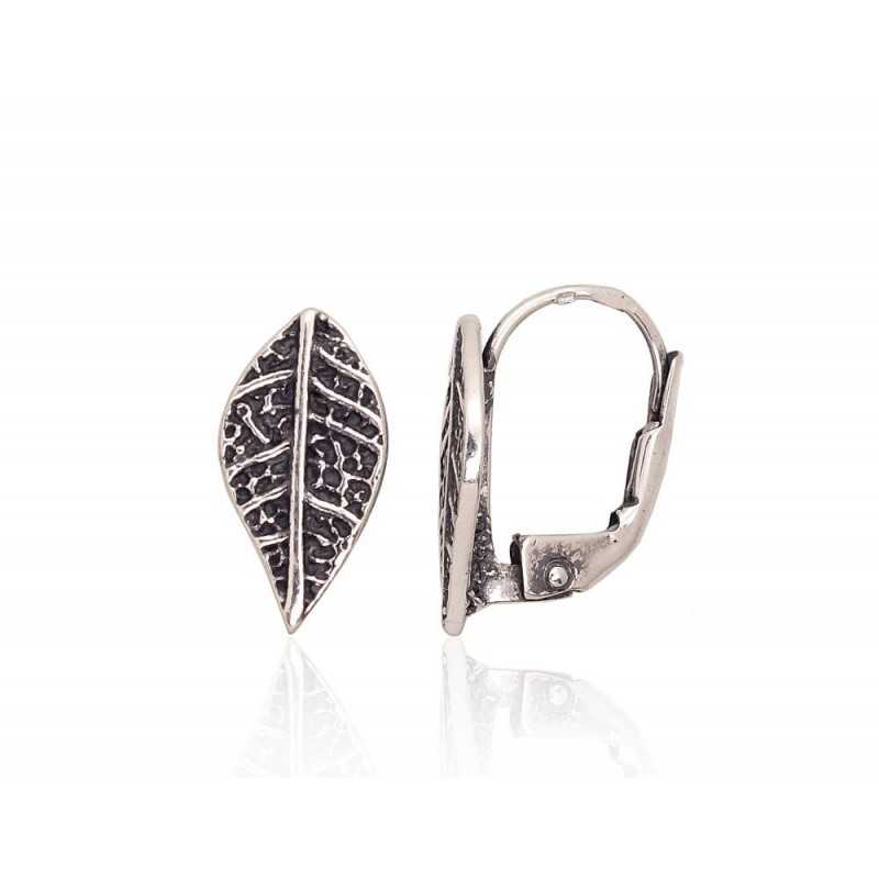 925°, Silver earrings with english lock, No stone, 2203620(POx-Bk)