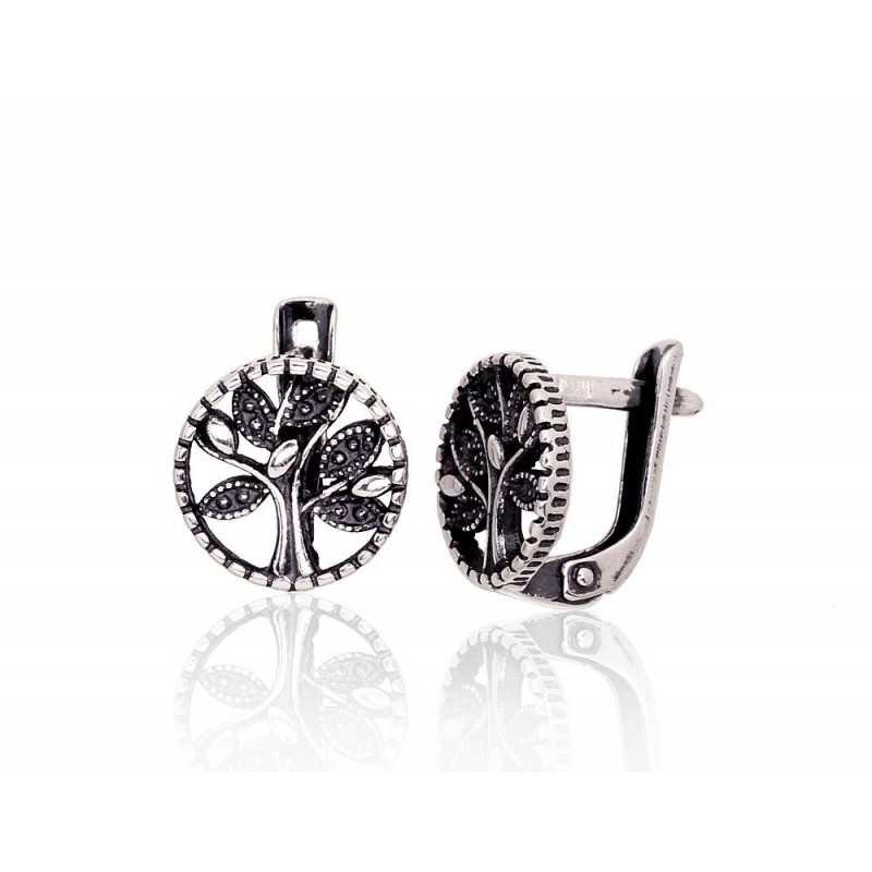 925°, Silver earrings with english lock, No stone, 2203621(POx-Bk)
