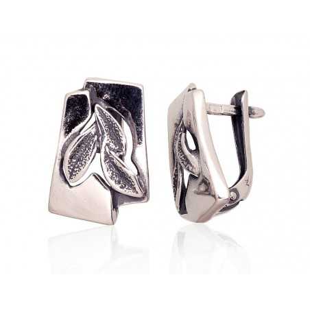 925°, Silver earrings with english lock, No stone, 2203623(POx-Bk)