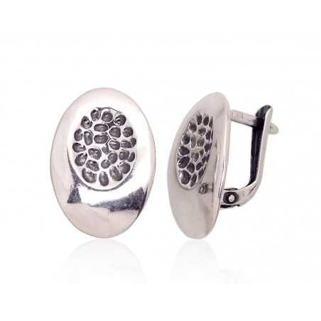 925°, Silver earrings with english lock, No stone, 2203630(POx-Bk)