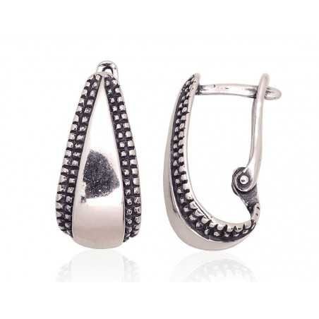 925°, Silver earrings with english lock, No stone, 2203638(POx-Bk)