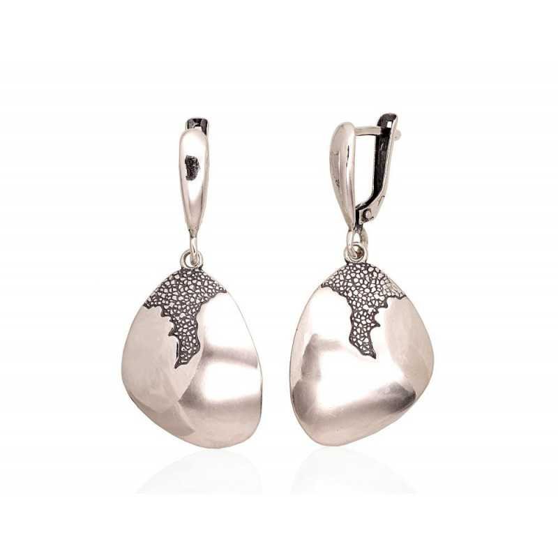 925°, Silver earrings with english lock, No stone, 2203646(POx-Bk)