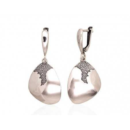 925°, Silver earrings with english lock, No stone, 2203646(POx-Bk)