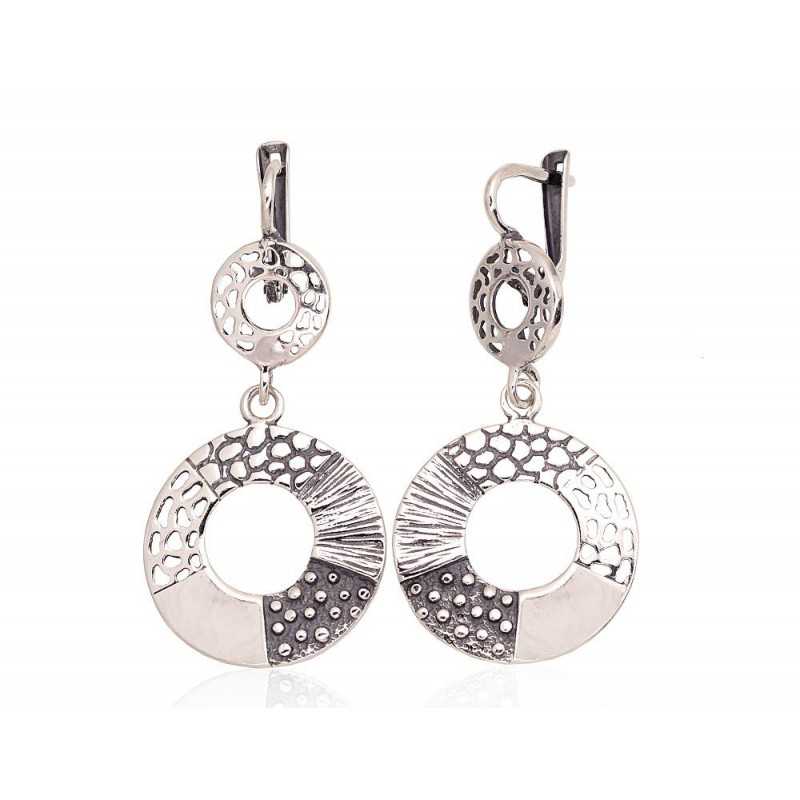 925°, Silver earrings with english lock, No stone, 2203647(POx-Bk)