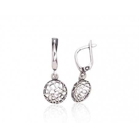 925°, Silver earrings with english lock, No stone, 2203648(POx-Bk)