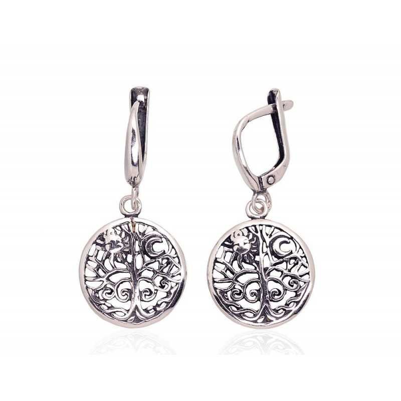 925°, Silver earrings with english lock, No stone, 2203649(POx-Bk)