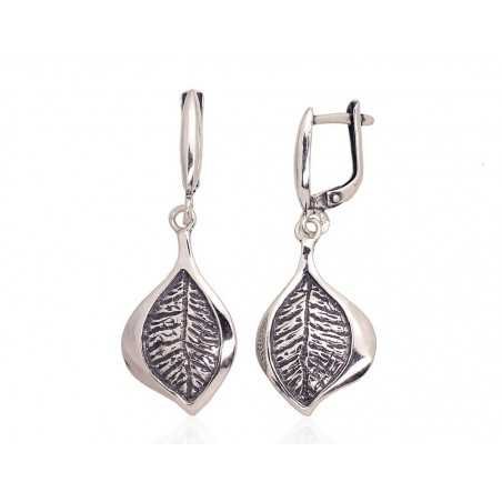 925°, Silver earrings with english lock, No stone, 2203650(POx-Bk)
