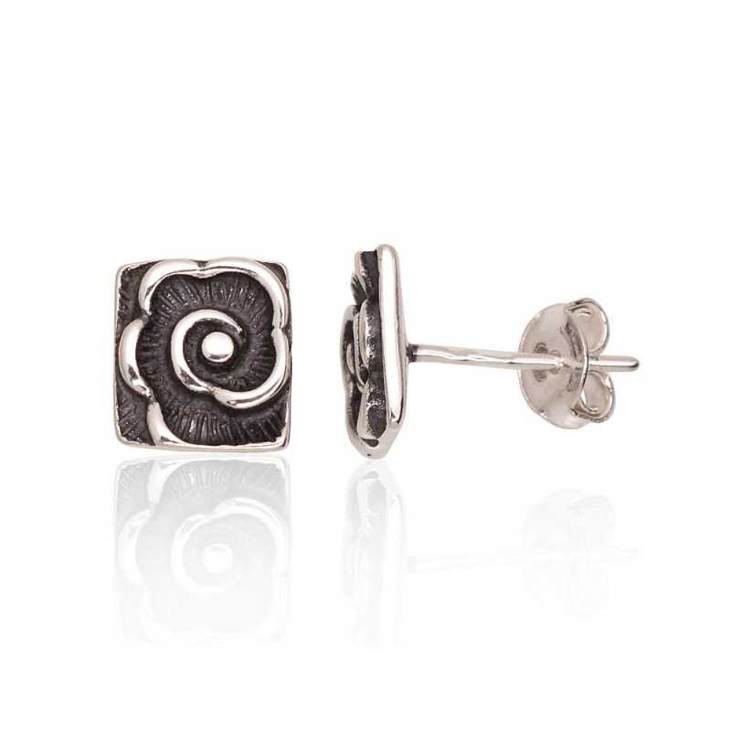 925° Silver Stud Earrings, Silver, No stone, 2203661(POx-Bk)