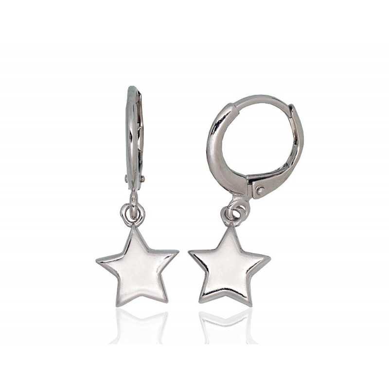 925°, Silver earrings with english lock, No stone, 2203672(PRh-Gr)