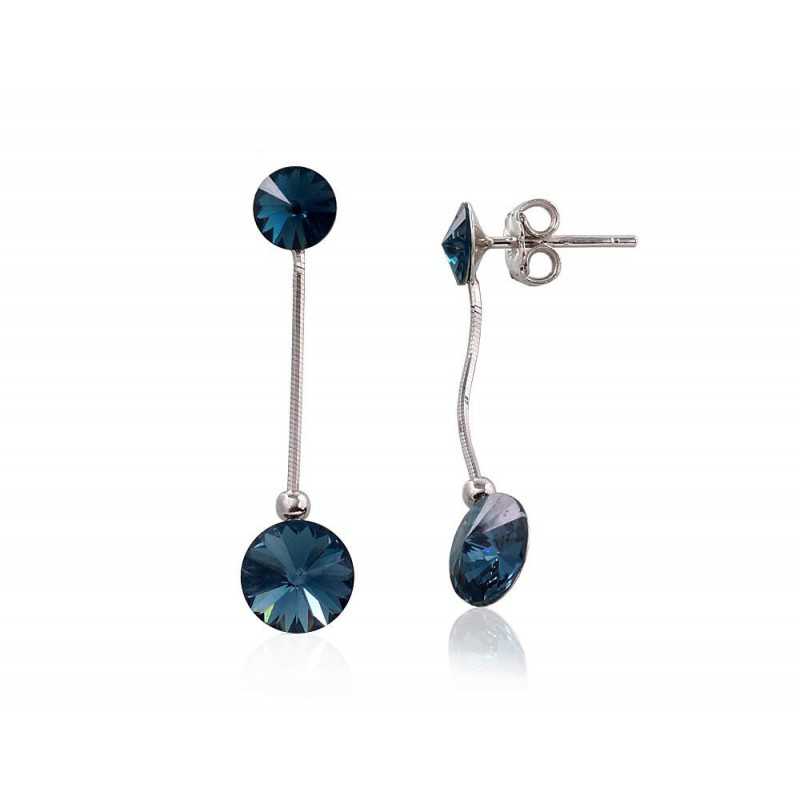 925° Silver Stud Earrings, Silver, Crystals , 2203679(PRh-Gr)_SV-DB