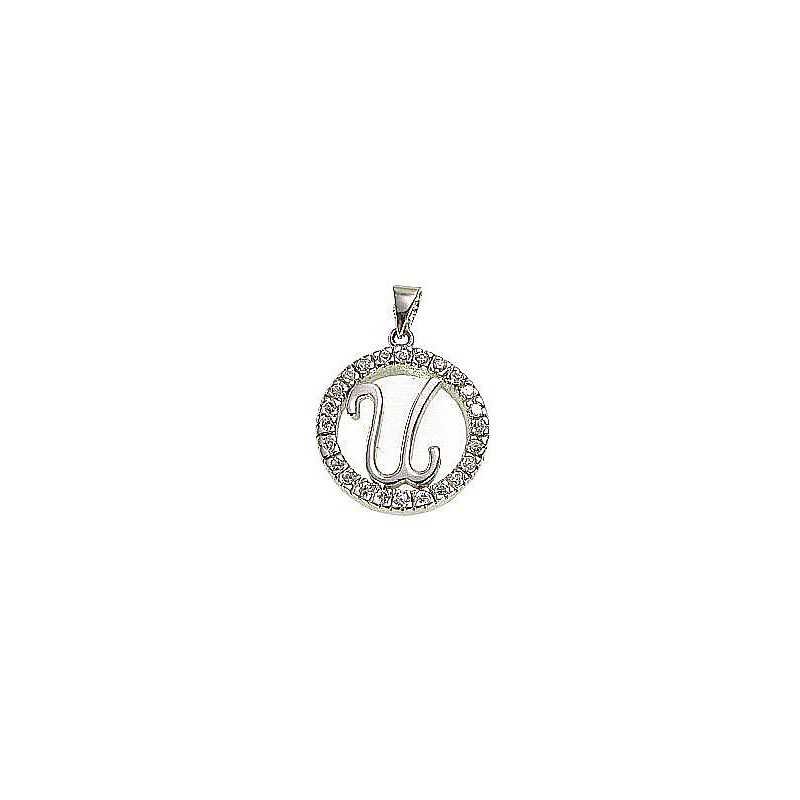 925° Silver pendant, Type: Letters, Stone: Zirkons , 2300020(PRh-Gr)_CZ
