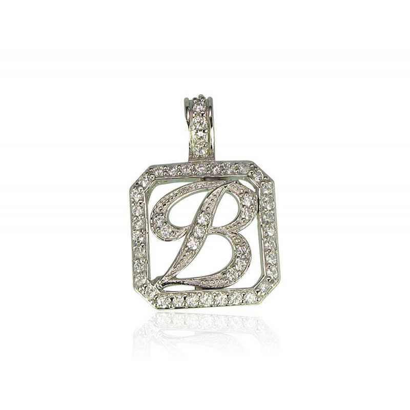 925° Silver pendant, Type: Letters, Stone: Zirkons , 2300109(PRh-Gr)_CZ