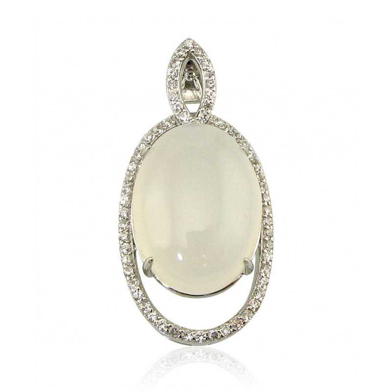 925° Silver pendant, Type: Women, Stone: Zirkons , Chalcedony , 2300241(PRh-Gr)_CZ+CD