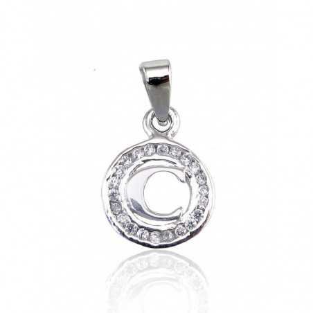 925° Silver pendant, Type: Letters, Stone: Micro-Zirkons , 2300326(PRh-Gr)_CZ