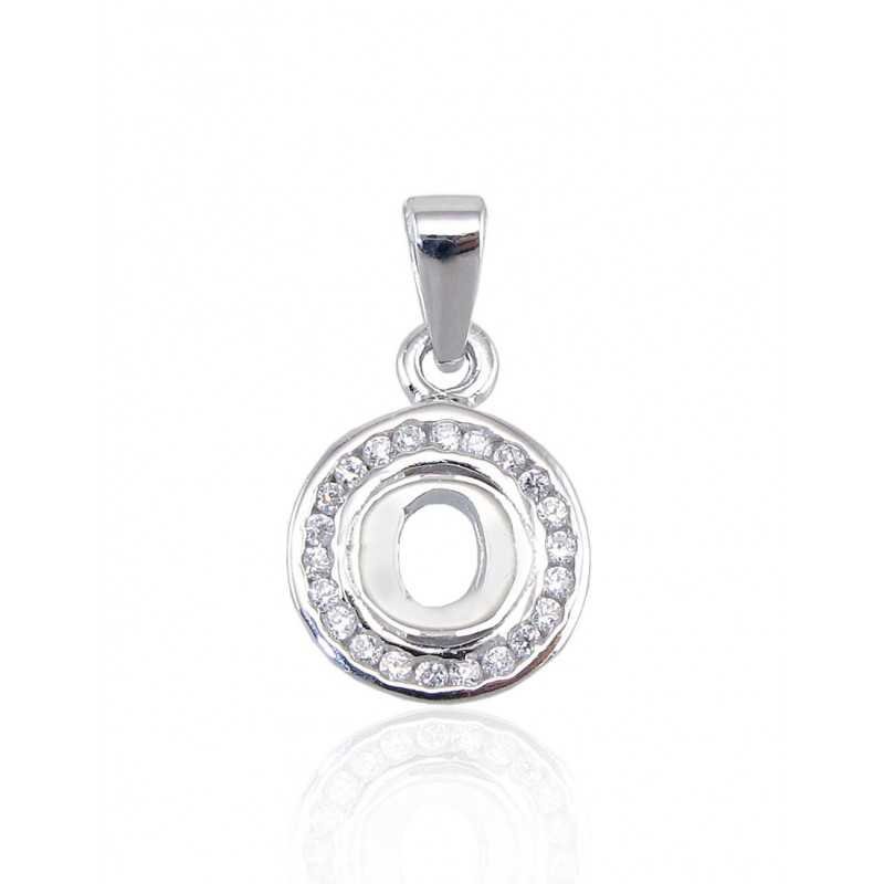 925° Silver pendant, Type: Letters, Stone: Micro-Zirkons , 2300329(PRh-Gr)_CZ