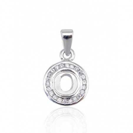 925° Silver pendant, Type: Letters, Stone: Micro-Zirkons , 2300329(PRh-Gr)_CZ