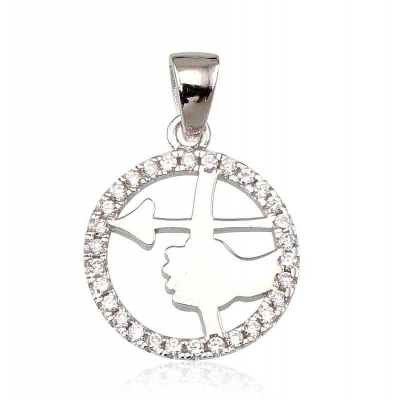 925° Silver pendant, Type: Zodiac signs, Stone: Zirkons , 2300391(PRh-Gr)_CZ