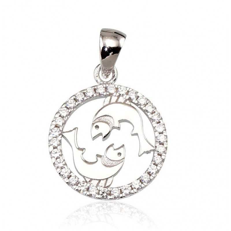 925° Silver pendant, Type: Zodiac signs, Stone: Zirkons , 2300394(PRh-Gr)_CZ