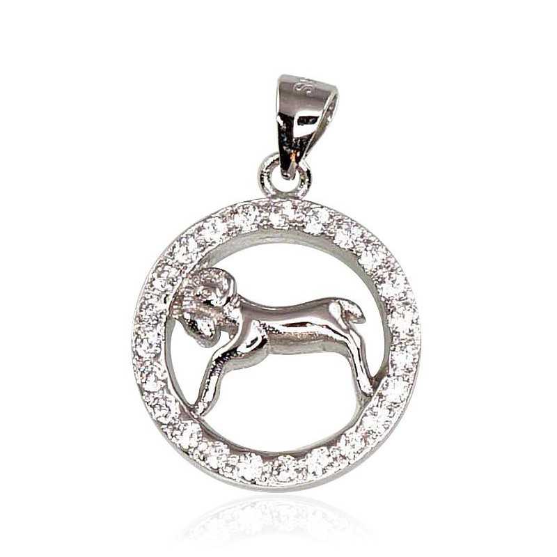 925° Silver pendant, Type: Zodiac signs, Stone: Zirkons , 2300493(PRh-Gr)_CZ